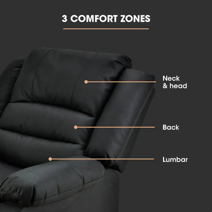 Fortia Luxury Recliner Lounge Chair Single Faux Leather Armchair for Home Theatre Cinema Elderly Black