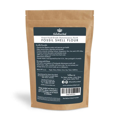 Fossil Shell Flour Powder - Food Grade Diatomaceous Earth | Brown Resealable Pouch Natunourished Fossil