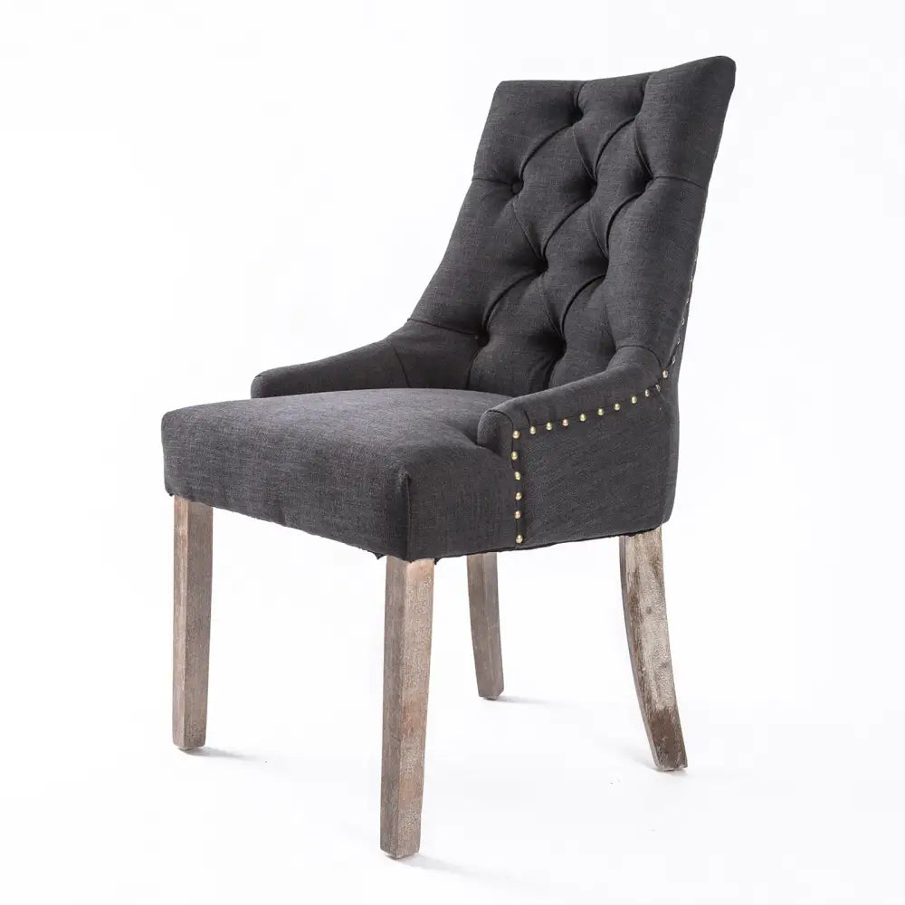 French Provincial Dining Chair Oak Leg Amour Black