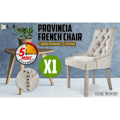 French Provincial Dining Chair Oak Leg Amour Cream