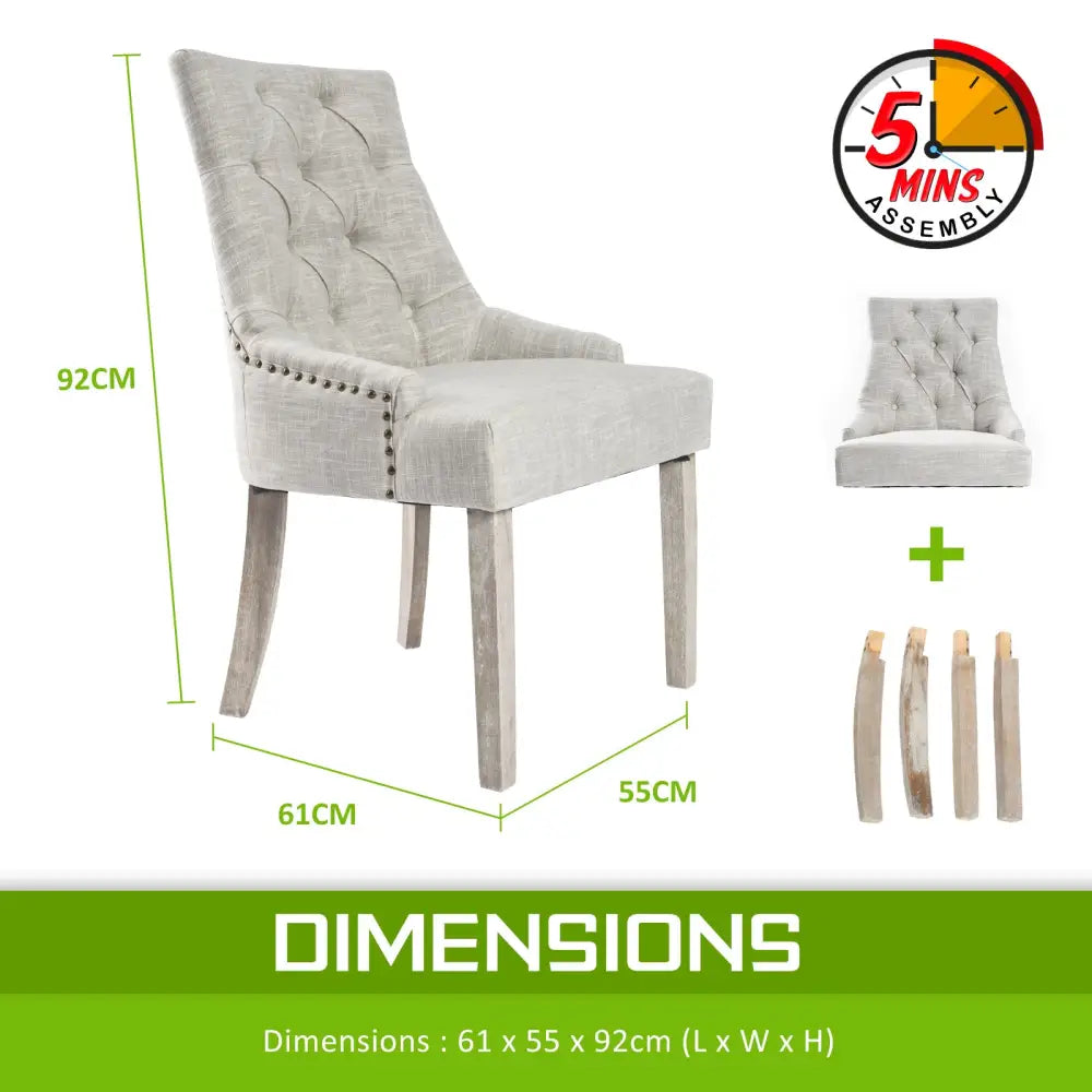 French Provincial Dining Chair Oak Leg Amour Cream