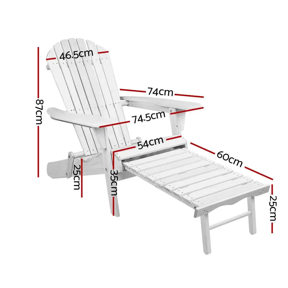 Gardeon 2pc Adirondack Outdoor Chairs Wood Foldable Sun Lounge Patio Furniture