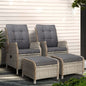 Gardeon 2pc Recliner Chair Sun Lounge Wicker Lounger Outdoor Furniture Adjustable Grey