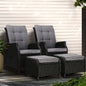 Gardeon 2pc Recliner Chair Sun Lounge Wicker Lounger Outdoor Furniture Adjustable Black
