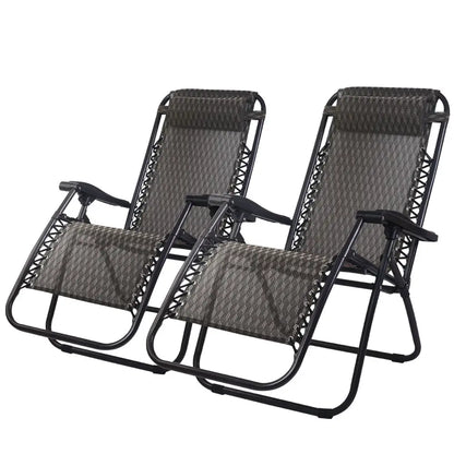 Gardeon 2pc Zero Gravity Chair Folding Outdoor Recliner Adjustable Sun Lounge Camping Grey