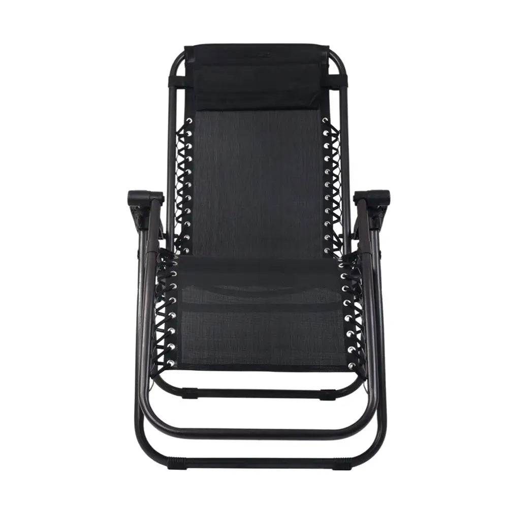 Gardeon 2pc Zero Gravity Chair Folding Outdoor Recliner Adjustable Sun Lounge Camping Black