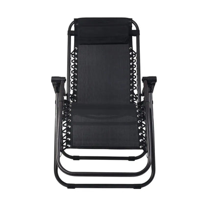 Gardeon 2pc Zero Gravity Chair Folding Outdoor Recliner Adjustable Sun Lounge Camping Black