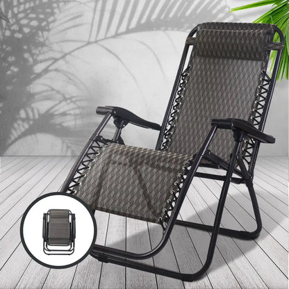 Gardeon 2pc Zero Gravity Chair Folding Outdoor Recliner Adjustable Sun Lounge Camping Grey