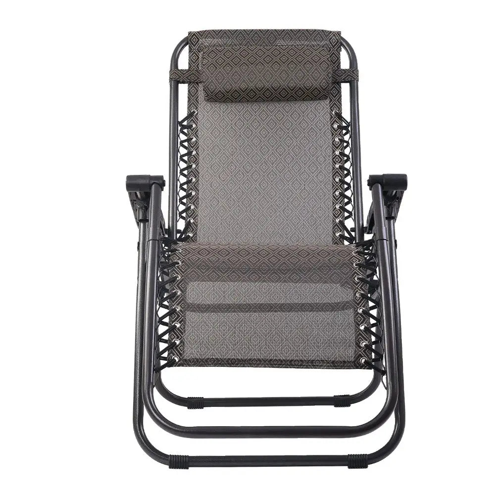 Gardeon 2pc Zero Gravity Chair Folding Outdoor Recliner Adjustable Sun Lounge Camping Beige