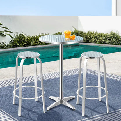 Gardeon 3-piece Outdoor Bar Set Bistro Table Stools Adjustable Round Cafe
