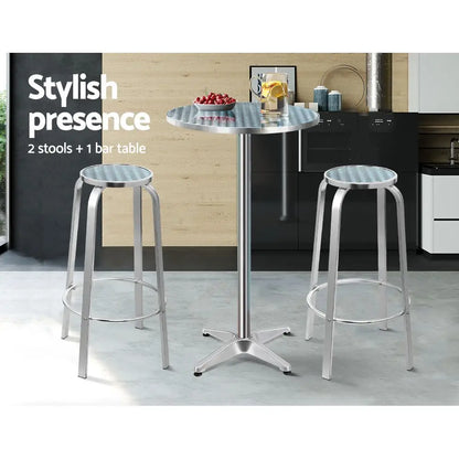 Gardeon 3-piece Outdoor Bar Set Bistro Table Stools Adjustable Round Cafe
