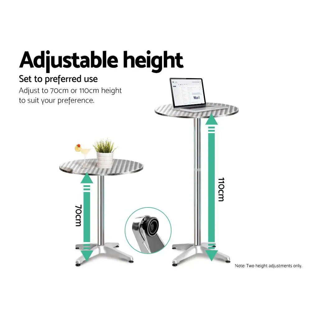 Gardeon 3-piece Outdoor Bar Set Bistro Table Stools Adjustable Round Cafe