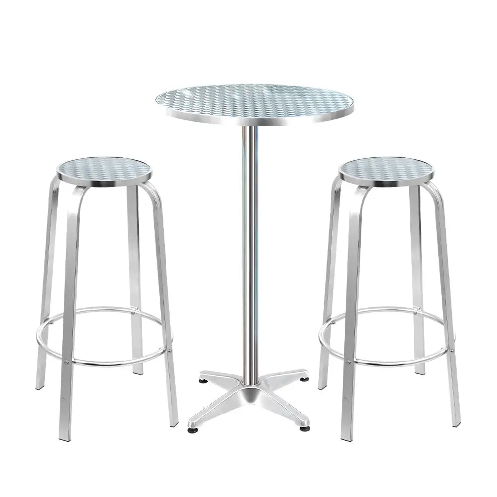 Gardeon 3-piece Outdoor Bar Set Bistro Table Stools Adjustable Round Cafe