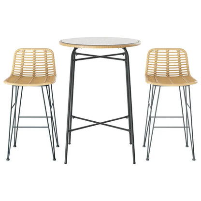 Gardeon 3-piece Outdoor Bar Set Wicker Table Chairs Patio Bistro