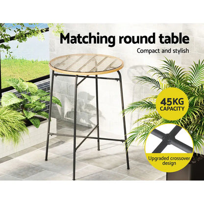 Gardeon 3-piece Outdoor Bar Set Wicker Table Chairs Patio Bistro