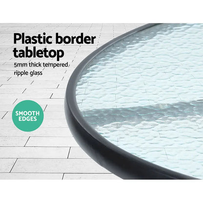 Gardeon 3pc Bistro Set Outdoor Furniture Rattan Table Chairs Cushion Patio Garden Lyra