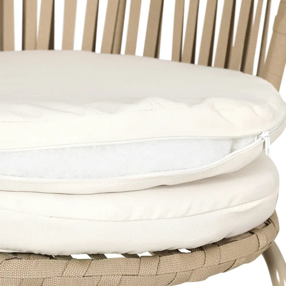 Gardeon 3pc Outdoor Bistro Set Patio Furniture Rope Setting Chairs Table Beige