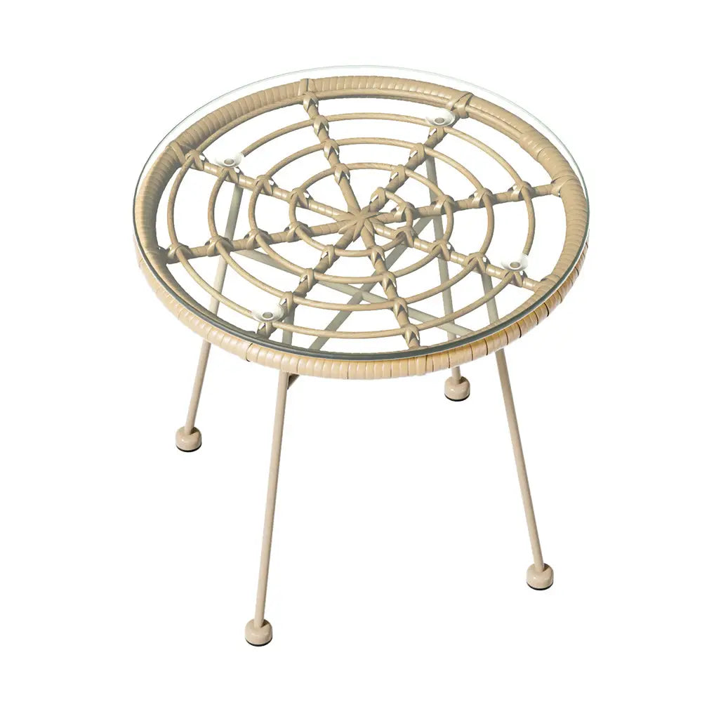 Gardeon 3pc Outdoor Bistro Set Patio Furniture Rope Setting Chairs Table Beige