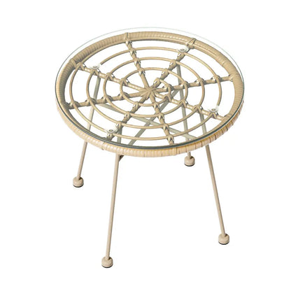Gardeon 3pc Outdoor Bistro Set Patio Furniture Rope Setting Chairs Table Beige