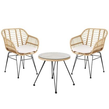 Gardeon 3pc Outdoor Furniture Bistro Set Lounge Setting Table Chairs Cushion Patio Grey