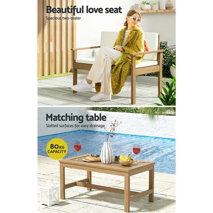 Gardeon 4-piece Outdoor Sofa Set Wooden Couch Lounge Setting