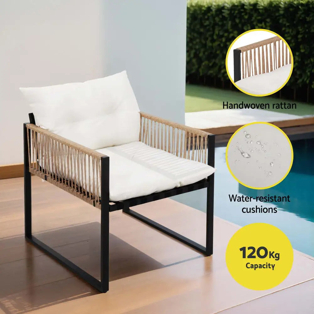 Gardeon 4 Seater Outdoor Sofa Set 4pcs Table Chair Garden Patio Furniture