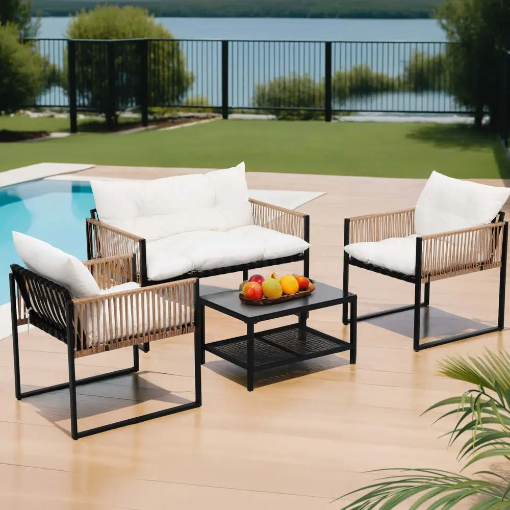 Gardeon 4 Seater Outdoor Sofa Set 4pcs Table Chair Garden Patio Furniture