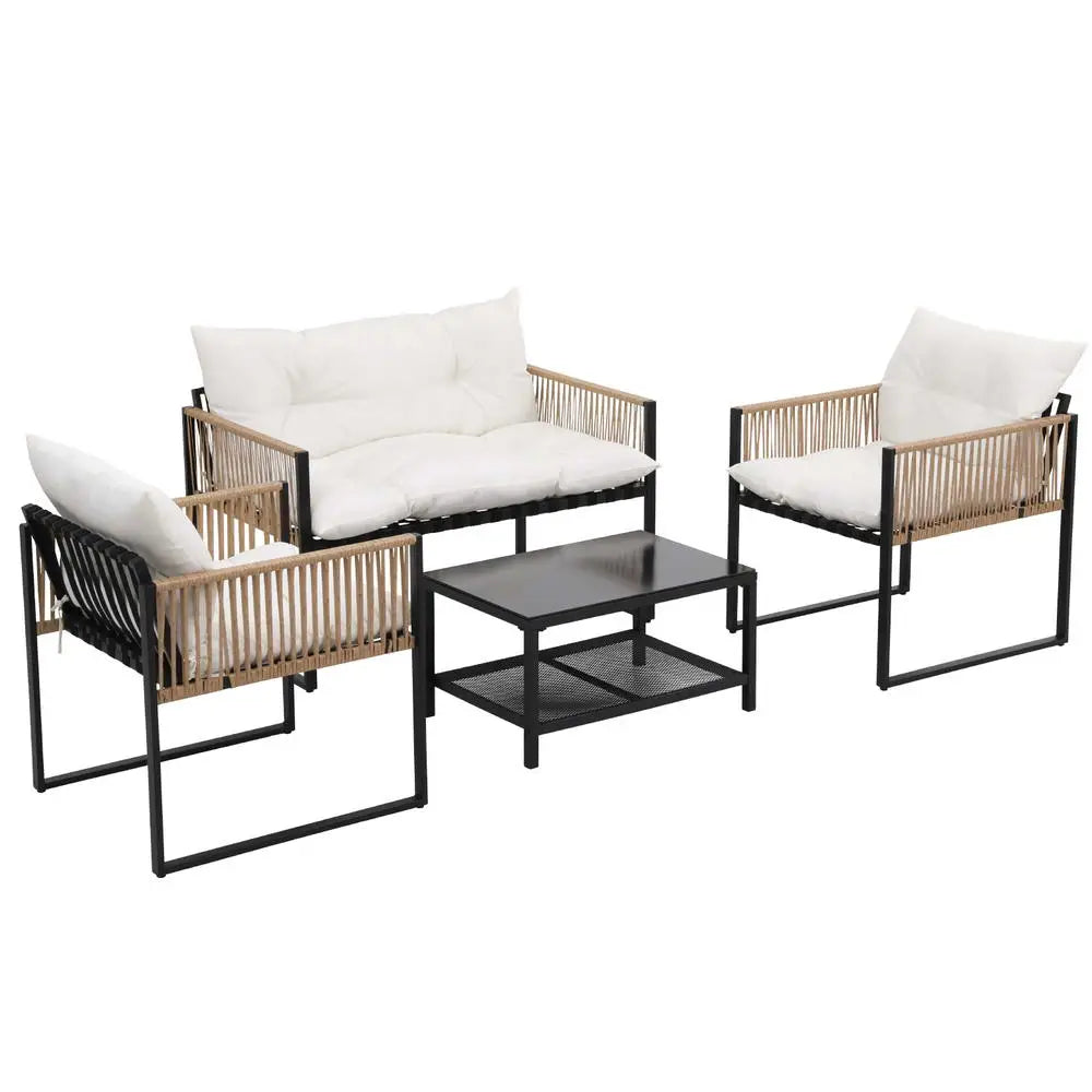 Gardeon 4 Seater Outdoor Sofa Set 4pcs Table Chair Garden Patio Furniture