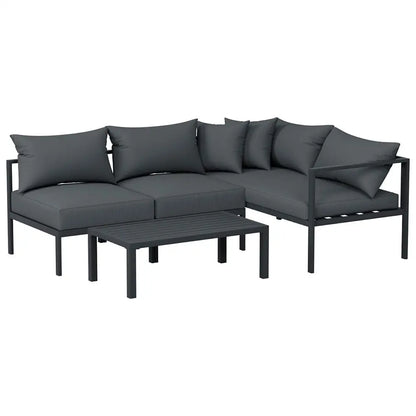 Gardeon 4 Seater Outdoor Sofa Set Aluminium Patio Furniture Setting 4pc Charcoal