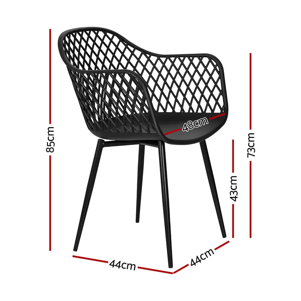Gardeon 4pc Outdoor Dining Chairs Pp Lounge Chair Patio Furniture Garden Black