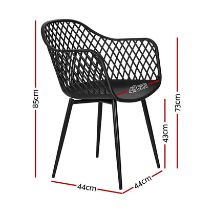 Gardeon 4pc Outdoor Dining Chairs Pp Lounge Chair Patio Furniture Garden Black