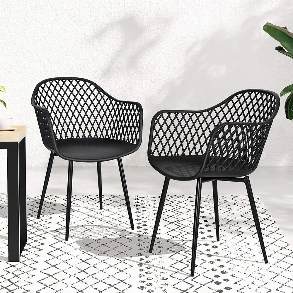 Gardeon 4pc Outdoor Dining Chairs Pp Lounge Chair Patio Furniture Garden Black