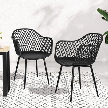 Gardeon 4pc Outdoor Dining Chairs Pp Lounge Chair Patio Furniture Garden Black