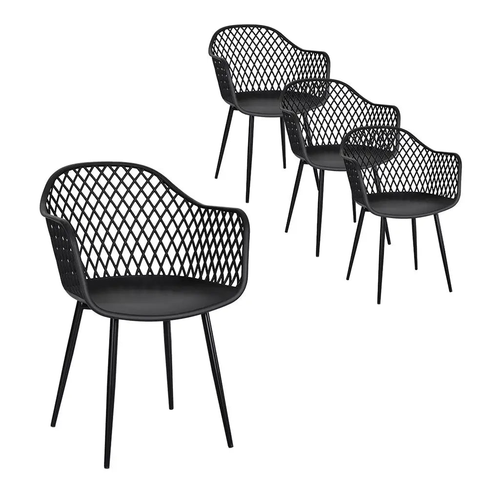 Gardeon 4pc Outdoor Dining Chairs Pp Lounge Chair Patio Furniture Garden Black
