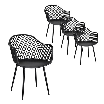 Gardeon 4pc Outdoor Dining Chairs Pp Lounge Chair Patio Furniture Garden Black