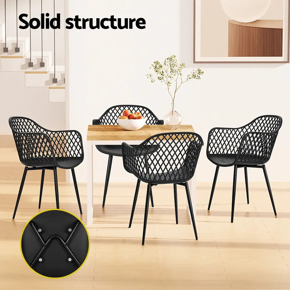 Gardeon 4pc Outdoor Dining Chairs Pp Lounge Chair Patio Furniture Garden Black