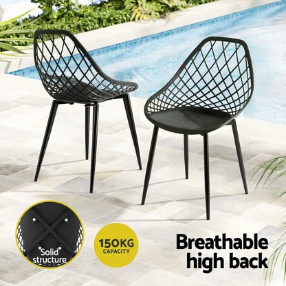 Gardeon 4pc Outdoor Dining Chairs Pp Lounge Chair Patio Garden Furniture Black