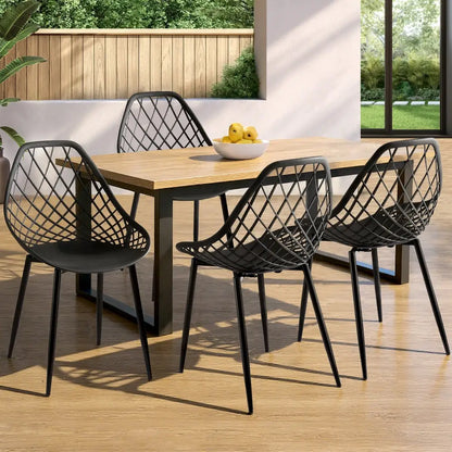 Gardeon 4pc Outdoor Dining Chairs Pp Lounge Chair Patio Garden Furniture Black