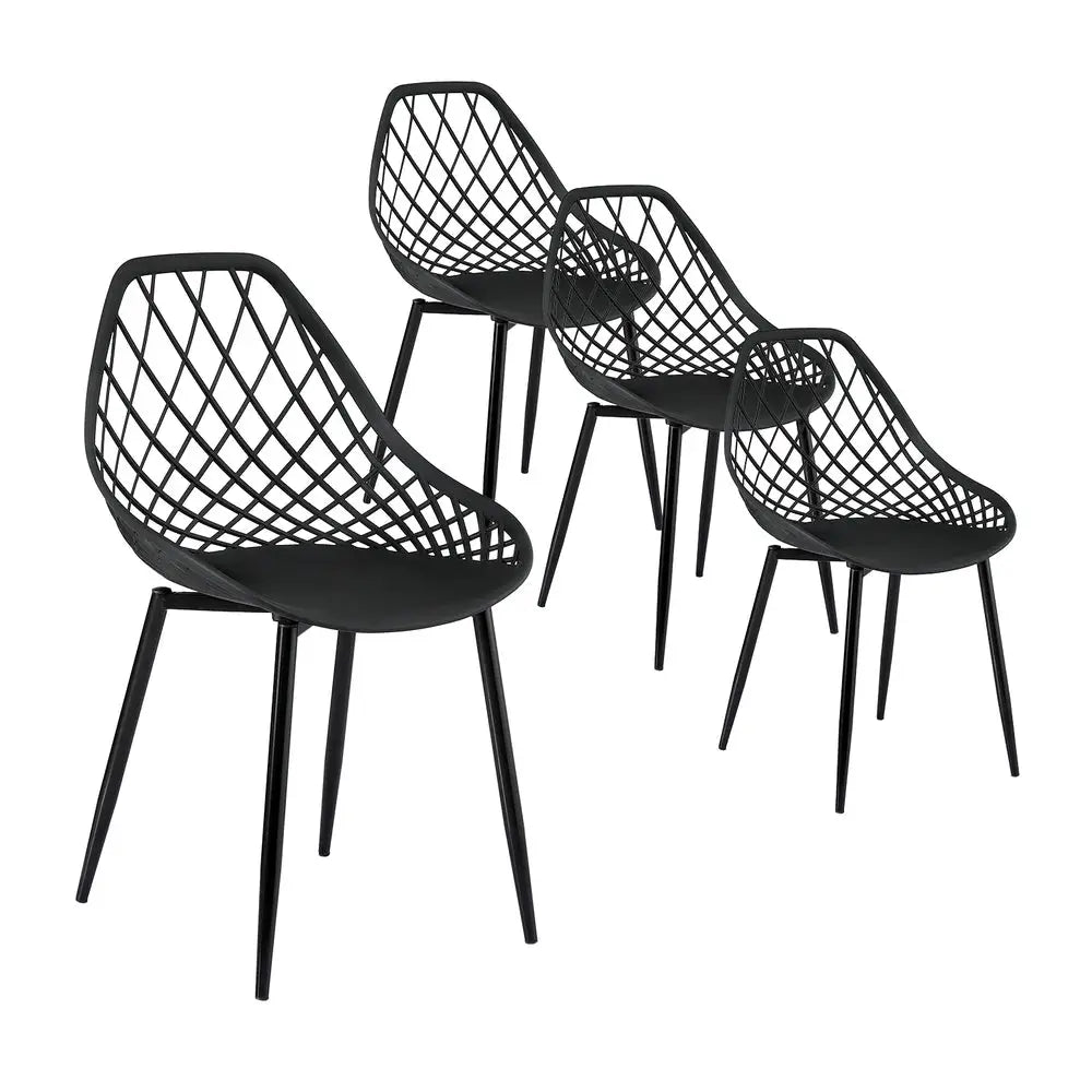 Gardeon 4pc Outdoor Dining Chairs Pp Lounge Chair Patio Garden Furniture Black