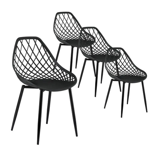 Gardeon 4pc Outdoor Dining Chairs Pp Lounge Chair Patio Garden Furniture Black