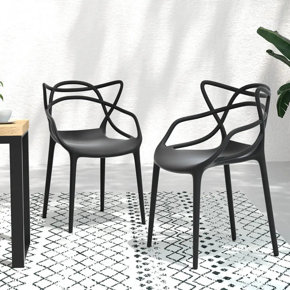 Gardeon 4pc Outdoor Dining Chairs Pp Portable Stackable Chair Patio Furniture