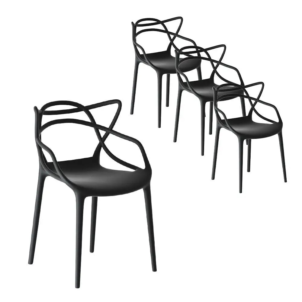 Gardeon 4pc Outdoor Dining Chairs Pp Portable Stackable Chair Patio Furniture