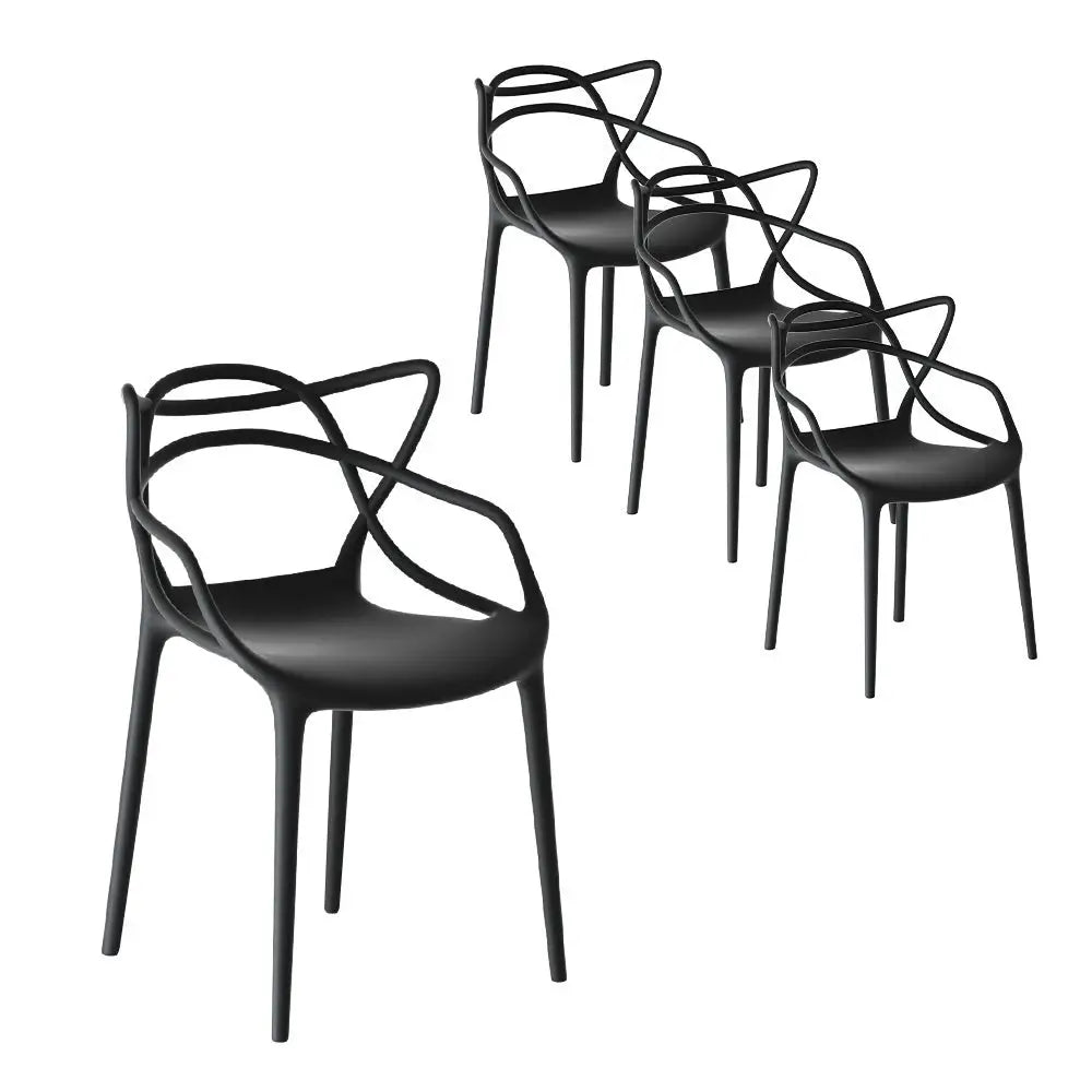 Gardeon 4pc Outdoor Dining Chairs Pp Portable Stackable Chair Patio Furniture