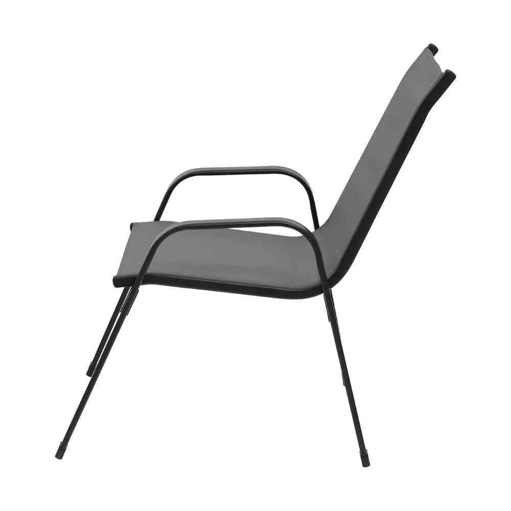 Gardeon 4pc Outdoor Dining Chairs Stackable Lounge Chair Patio Furniture Grey