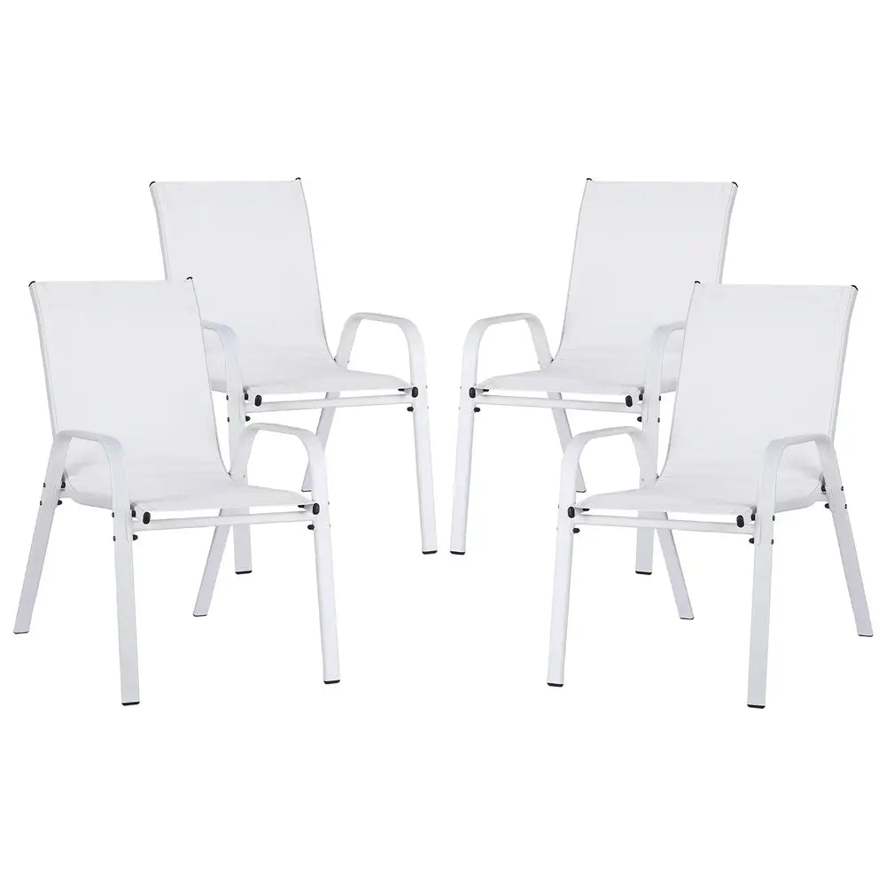 Gardeon 4pc Outdoor Dining Chairs Stackable Lounge Chair Patio Furniture White
