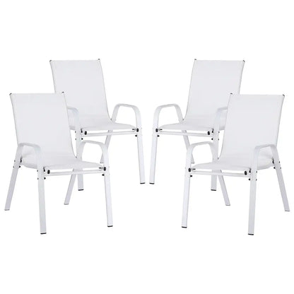 Gardeon 4pc Outdoor Dining Chairs Stackable Lounge Chair Patio Furniture White