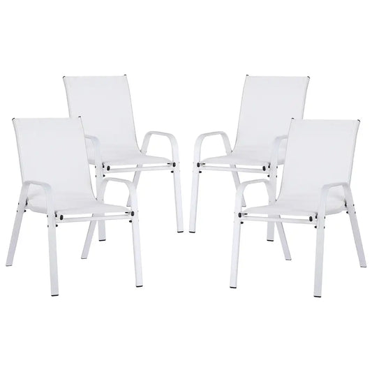 Gardeon 4pc Outdoor Dining Chairs Stackable Lounge Chair Patio Furniture White