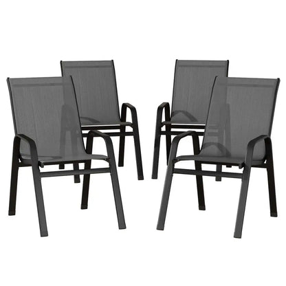 Gardeon 4pc Outdoor Dining Chairs Stackable Lounge Chair Patio Furniture Grey