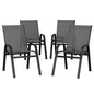 Gardeon 4pc Outdoor Dining Chairs Stackable Lounge Chair Patio Furniture Grey