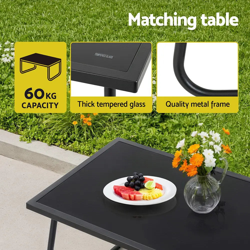 Gardeon 4pcs Outdoor Sofa Set Table and Chairs Cushion Textilene Patio Furniture